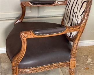 #1 Old Hickory Tannery Zebra Hide Arm Chair	40x33x24in	HxWxD
