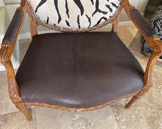 #1 Old Hickory Tannery Zebra Hide Arm Chair	40x33x24in	HxWxD
