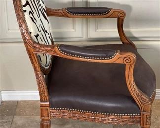 #2 Old Hickory Tannery Zebra Hide Arm Chair	40x33x24in	HxWxD
