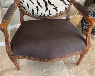 #2 Old Hickory Tannery Zebra Hide Arm Chair	40x33x24in	HxWxD
