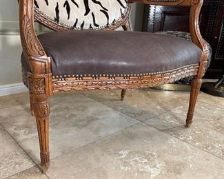 #2 Old Hickory Tannery Zebra Hide Arm Chair	40x33x24in	HxWxD
