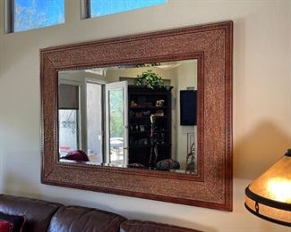 Huge Leather/Rope/Nailhead Framed Mirror	55x76x2.5in	HxWxD
