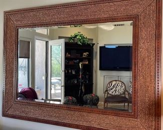 Huge Leather/Rope/Nailhead Framed Mirror	55x76x2.5in	HxWxD
