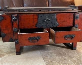 Metal Accent Chest/Trunk Coffee Table	20x42x22in	HxWxD
