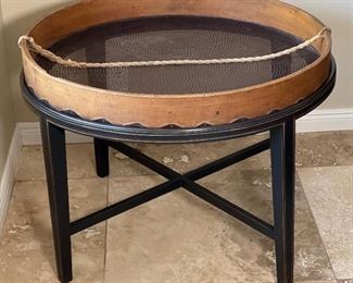 Primitive Flour Sifter Sieve End Table	23in H x 33in Diameter	
