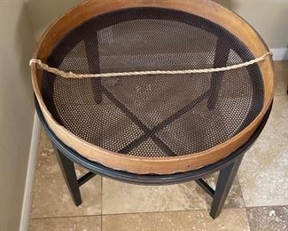 Primitive Flour Sifter Sieve End Table	23in H x 33in Diameter	
