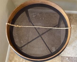 Primitive Flour Sifter Sieve End Table	23in H x 33in Diameter	
