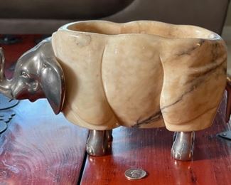 Italian Carved Stone & Cast Metal Elephant	6x4x12in	HxWxD
