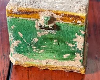 Antique Ming Dynasty Green Glazed Funerary Furniture Money Chest Chinese	4.5x5.5x3in	HxWxD
