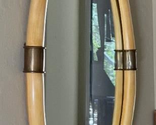 1970s Vintage Chapman Faux Elephant Tusk Mirror	42x28x3in	HxWxD
