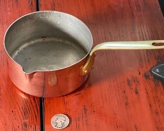 Vintage Copper Tinned 5in Saucepan Made in France Pot	2.5in H x 5 1/8” x 9in<BR>Diameter: 4.75	

