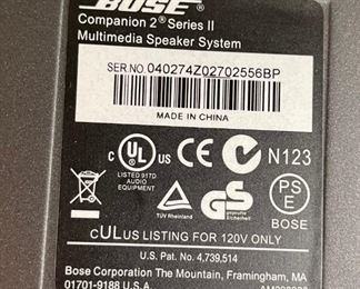 Bose Companion 2 Series II Multimedia Computer Speakers PAIR	7.5x3.25x6in	HxWxD
