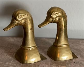 Vintage Brass Mallard Duck Head Bookends	10x5.5x5in	HxWxD
