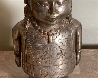 Primitive Chinese Cast Metal Sculpture Man	11x6x4.5in	HxWxD
