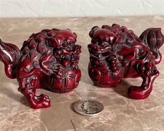Small Red Resin Foo Dogs	2x2x3in	
