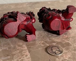 Small Red Resin Foo Dogs	2x2x3in	
