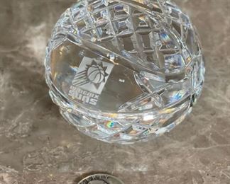 Waterford Phoenix Suns Crystal Basketball Paperweight	3in Diameter	

