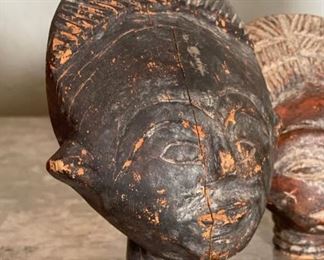 5pc Primitive Carved Wood Heads	largest: 7x3.5x3in	HxWxD
