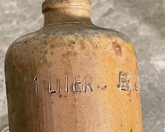 Antique Stoneware Bottle Erven Lucas Bols I Louisje Amsterdam	11.5in H x 3.25in Diameter	
