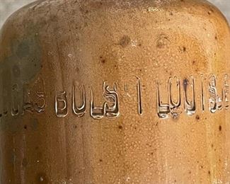 Antique Stoneware Bottle Erven Lucas Bols I Louisje Amsterdam	11.5in H x 3.25in Diameter	
