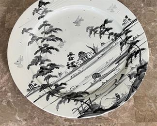 DEBORAH SEARS Palladian Pattern Isis Ceramics 16” Plate Black & White	1.75in H x 16in Diameter	
