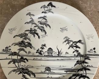 DEBORAH SEARS Palladian Pattern Isis Ceramics 16” Plate Black & White	1.75in H x 16in Diameter	
