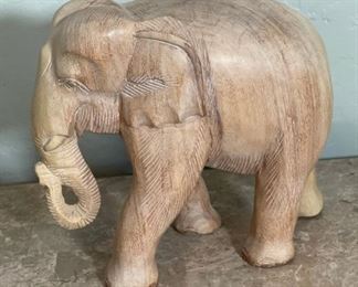Lg Hand Carved Wood Elephant	12x7x13in	HxWxD
