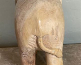 Lg Hand Carved Wood Elephant	12x7x13in	HxWxD
