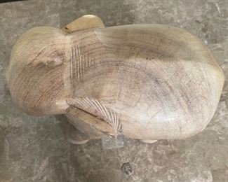 Lg Hand Carved Wood Elephant	12x7x13in	HxWxD
