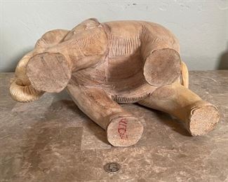 Lg Hand Carved Wood Elephant	12x7x13in	HxWxD
