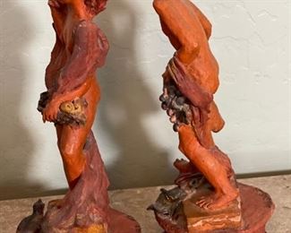 *Original* 2pc Susi Singer Ceramics Girl & Boy Pair Terracotta	20.5x8x8in	HxWxD
