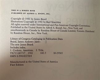 *Signed* James Beard The New James Beard 1st Edition Book	9.5x6.75in	
