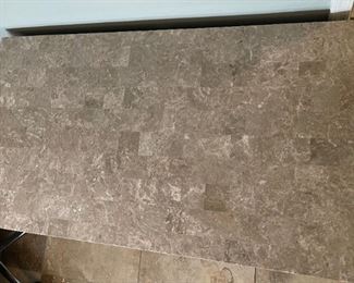 Dark Hardwood Travertine Tile Top Desk	31x52x28.5in	HxWxD
