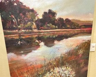 Carlos A Lopez Morning Reflections Textured Painting	60x43.5in	
