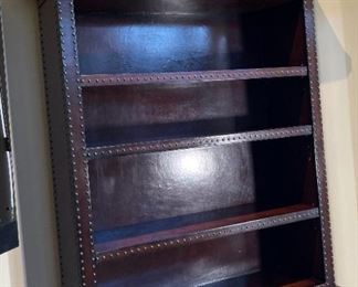 Leather Wrapped Nailhead Bookshelf/Cabinet	93x56x16.5in	HxWxD
