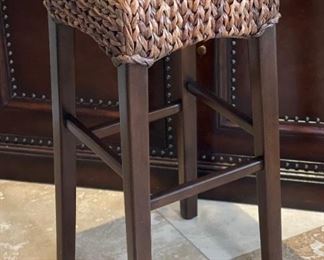 3pc Pottery Barn Seagrass Backless Counter Height Stools  Chairs Havana Dark	31x14x14in	HxWxD
