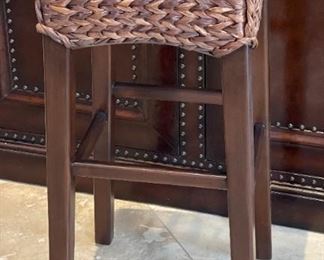 3pc Pottery Barn Seagrass Backless Counter Height Stools  Chairs Havana Dark	31x14x14in	HxWxD
