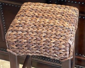 3pc Pottery Barn Seagrass Backless Counter Height Stools  Chairs Havana Dark	31x14x14in	HxWxD
