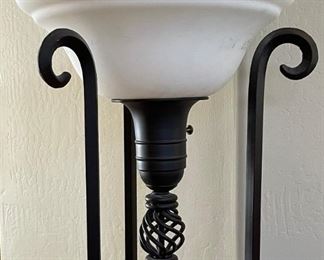 Heavy Wrought Iron Torchiere Floor Lamp	67in H x 17 x 17	HxWxD
