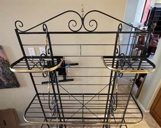 French Bakers Rack Scroll Iron & Brass	84x48x16.5in	HxWxD
