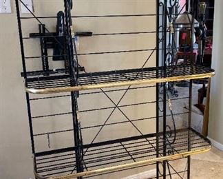 French Bakers Rack Scroll Iron & Brass	84x48x16.5in	HxWxD
