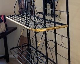 French Bakers Rack Scroll Iron & Brass	84x48x16.5in	HxWxD
