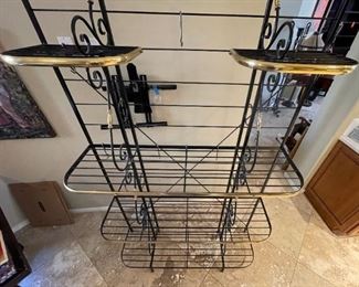 French Bakers Rack Scroll Iron & Brass	84x48x16.5in	HxWxD
