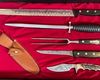 J.A. Henckels American Bicentennial 1976 Limited edition commemorative knife set  JA	3x19.75x13.25in	HxWxD
