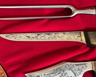 J.A. Henckels American Bicentennial 1976 Limited edition commemorative knife set  JA	3x19.75x13.25in	HxWxD
