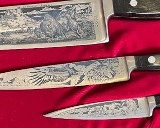 J.A. Henckels American Bicentennial 1976 Limited edition commemorative knife set  JA	3x19.75x13.25in	HxWxD
