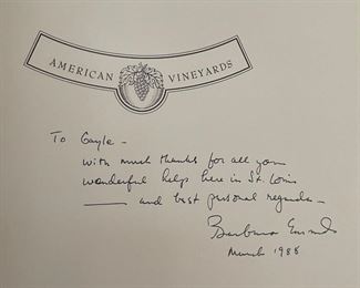 *Singed* American Vineyards Barbara Ensrud 1st Edition Book	11.25x9.5in	
