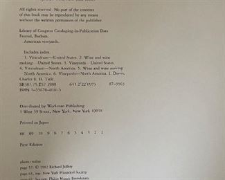 *Singed* American Vineyards Barbara Ensrud 1st Edition Book	11.25x9.5in	
