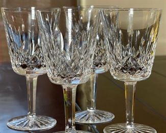4pc Waterford Crystal Lismore Water Goblet Glasses	7in H x 3.5in Diameter at top	
