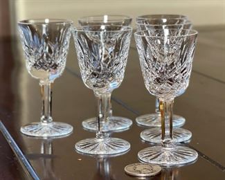 6pc Waterford Crystal Lismore Cordial Glasses	3 3/8in H x 1 5/8in diameter at top	
